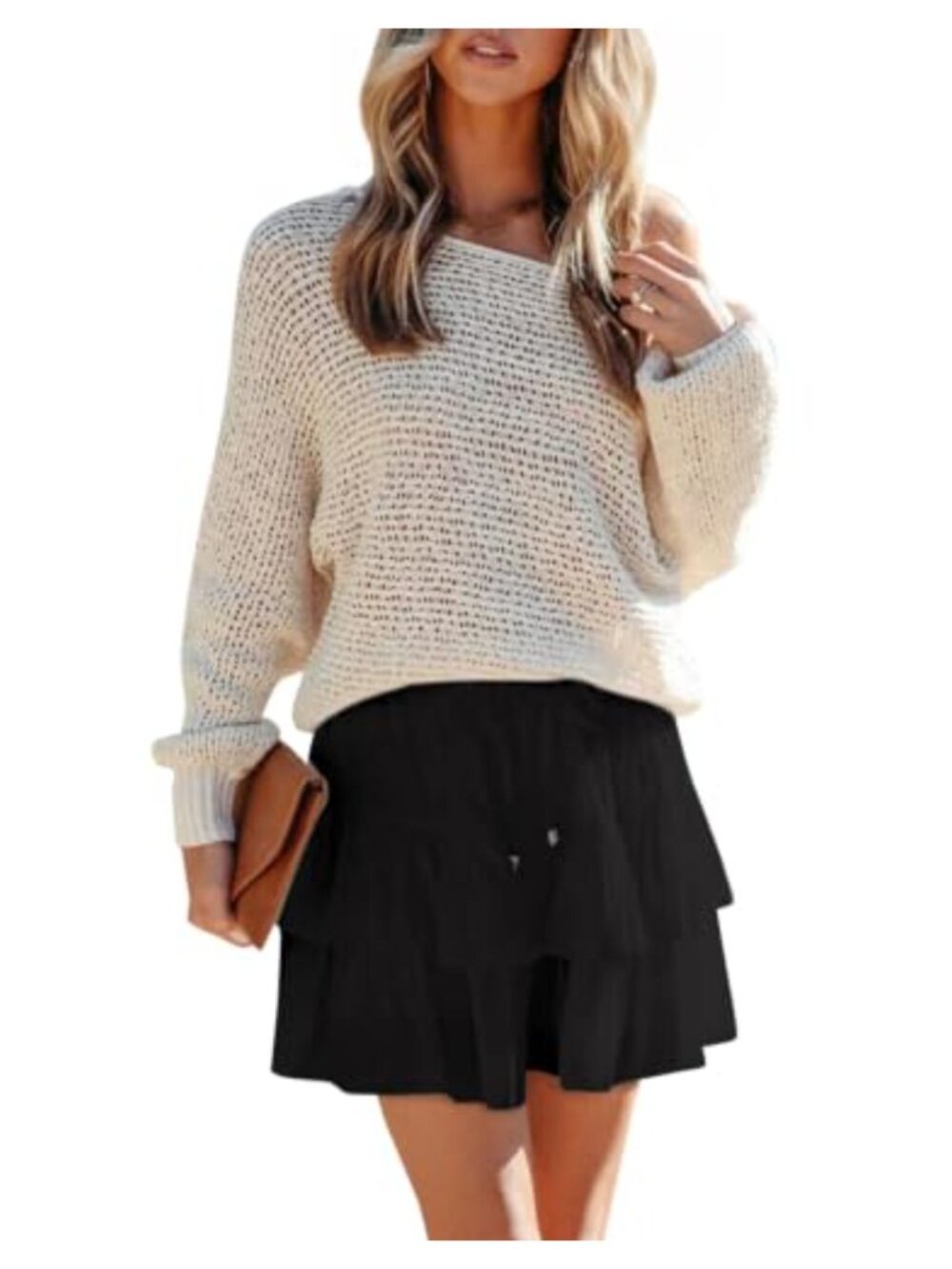 Aoudery Flowy Tiered Skorts High Waist Cotton Mini Shorts Golf Tennis